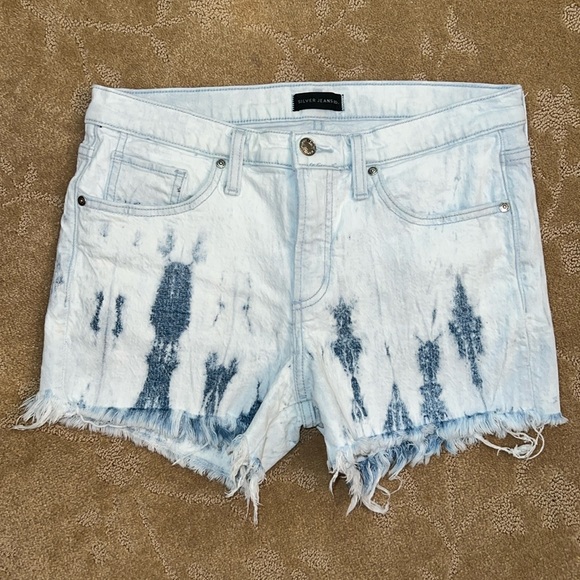 Silver Jeans Co. Acid Washed Cutoff Jean Shorts, Sz 32 - Picture 1 of 5